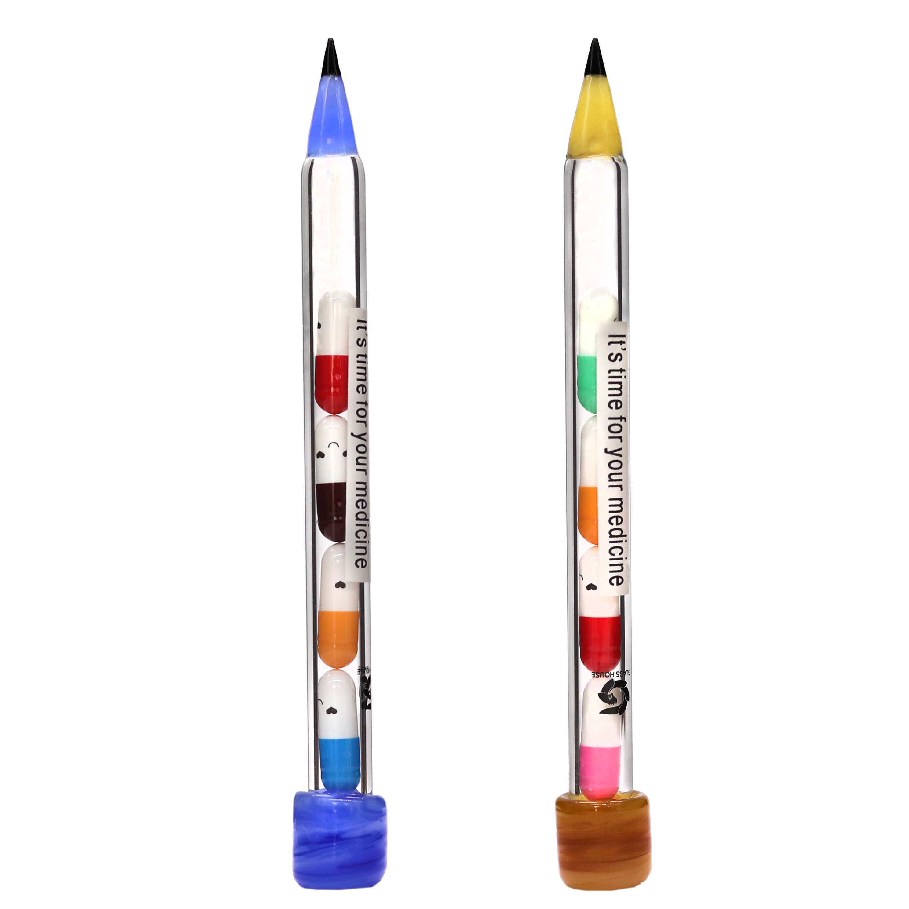Glass House Pencil with Pills Glass Dabber (GD-81) | Assorted Colors product image